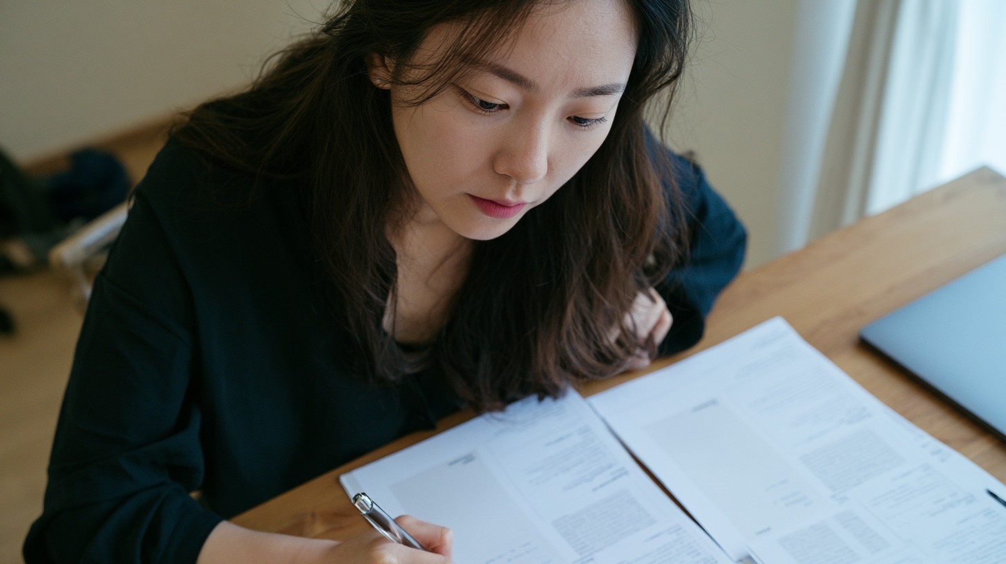 자신의 IR덱을 검토하는 여성 스타트업 창업자
